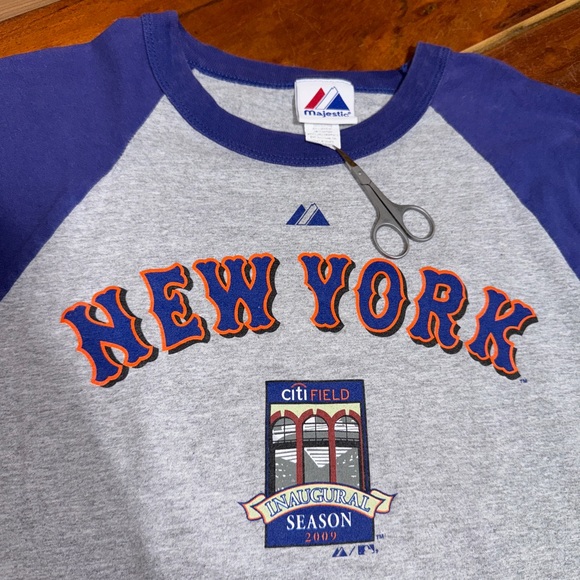 Women’s Majestic New York Mets NYM Inaugural MLB Baseball Raglan T-Shirt M Med - Picture 3 of 7